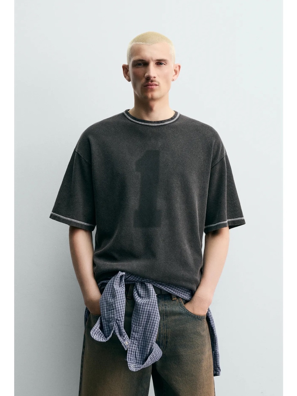 ZARA - Contrast Washed Knit T-shirt